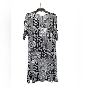 Black and white floral paisley dress